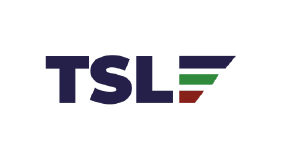 Logo da empresa TSLF, destacando as iniciais com uma linha tricolor representando as cores azul, verde e vermelho, transmitindo uma imagem profissional e moderna.